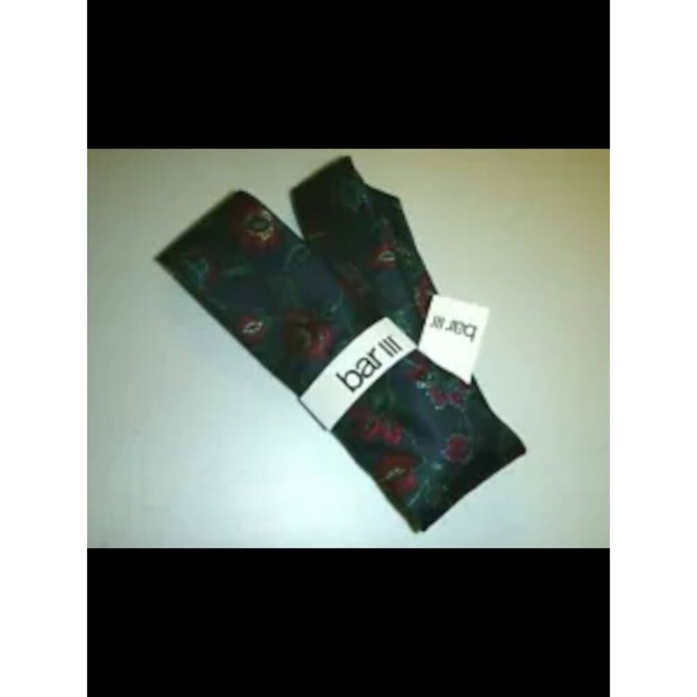 BAR III Mens Navy Floral Slim Neck Tie